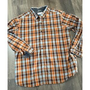 Columbia Omni Wick Shirt Mens Sz XXL Long Sleeve Orange Plaid
